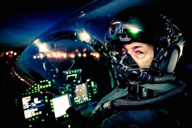 The Striker II helmet, designed and developed by BAE SYSTEMS, worn by Chief Test Pilot Mark Bowman in the cockpit of a Eurofighter Typhoon at Warton, Lancashire. - Fighter jet, foils and human factors © Jamie Hunter / BAE Systems